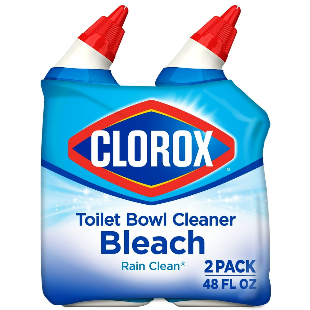 Clorox Toilet Bowl Cleaner with Bleach, Rain Clean 24 oz, 2 ct
