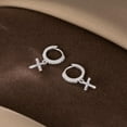 thumbnail image 6 of Solid 925 Sterling Silver Cross Hoop Earrings for Women Teens Small CZ Hoop Earrings Huggie Drop, 6 of 7