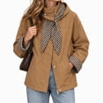 thumbnail image 3 of Tqcoqu Hooded Jacket for Women, Plaid Lining Long Sleeve Zip Button Front Coat with Detachable Hood and Pockets,Women's,Size S-XXL, 3 of 8