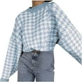 thumbnail image 1 of IROINID Pull à Col Rond pour Femmes Pull à Carreaux Ample Mi-Longueur Manches Longues Tricot Géométrique Rétro, 1 of 4