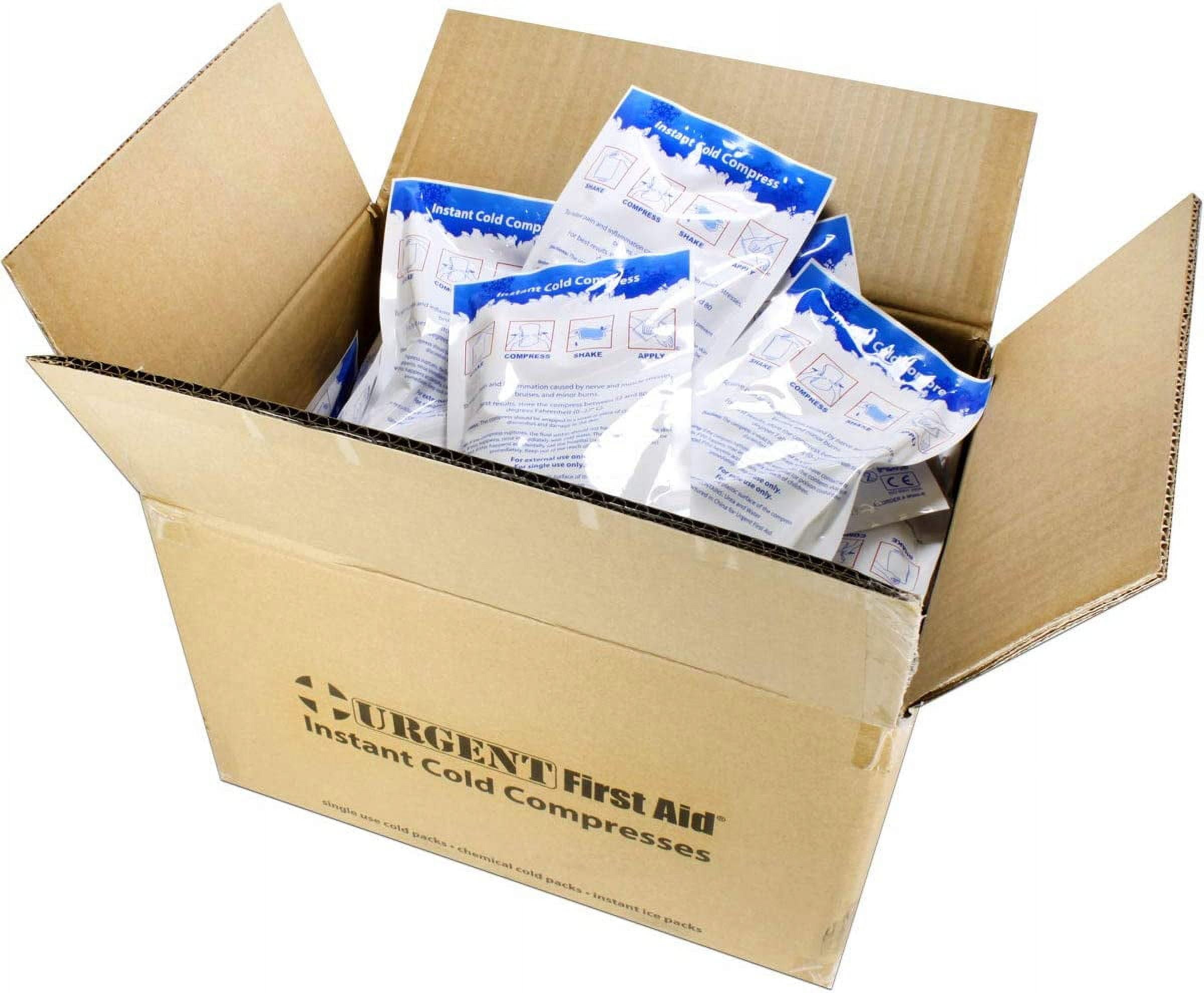 Case of 50 Large Instant Cold Packs, 6" x 9" - Disposable Cold Compresses - No pre-chilling required for quick, effective first aid treatment & relief of aches, pains, bumps & bruises