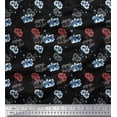 thumbnail image 1 of Soimoi White polyester Crepe Fabric Flying Woodpecker Bird Print Fabric by Yard 42 Inch Wide, 1 of 3