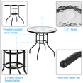 thumbnail image 6 of Hassch Outdoor Dining Table with 1.8" Umbrella Hole, 31.5" Round Patio Table with Glass Top and Metal Legs for Garden, Deck, Backyard, Dark Chocolate, 6 of 9
