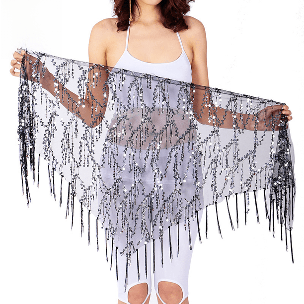 Cadena de cintura con pañuelo triangular de lentejuelas para danza del vientre Cadena de cintura con triángulo de lentejuelas de colores especiales Cinturón de bufanda de cadera para danza