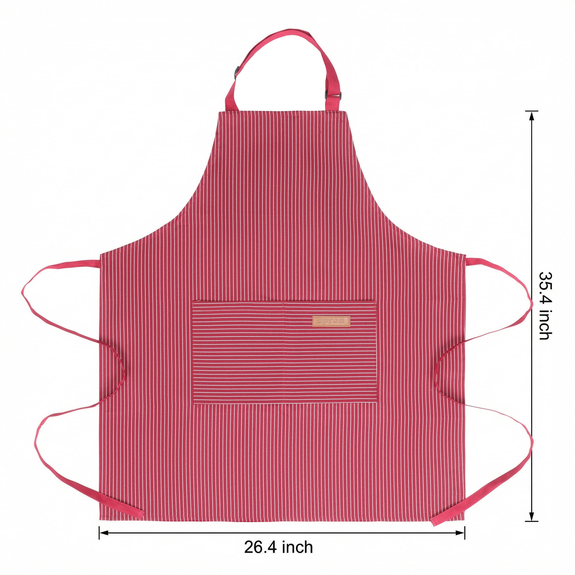 Unique Bargains Long Waist Polyester Cooking Apron 35.4" x 26.4" Red Fine Stripe