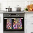 thumbnail image 4 of Yayeee 100% Cotton Hand Towels for Bathroom 16" x 28" Soft Absorbent Kitchen Towel, Colorful Wavy Plaid, 4 of 7