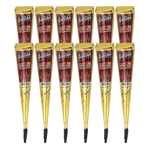 12pcs Temporary Tattoo Paste Cone Body Art Painting Drawing Paste Lasting 5 to 7 Days Dark Red