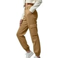 thumbnail image 4 of Lenpel Women's Plus Size Cargo Joggers Baggy High Waisted Tapered Leg Hiking Travel Pants Dressy Casual Work Pants(Khaki,5X-Large), 4 of 6