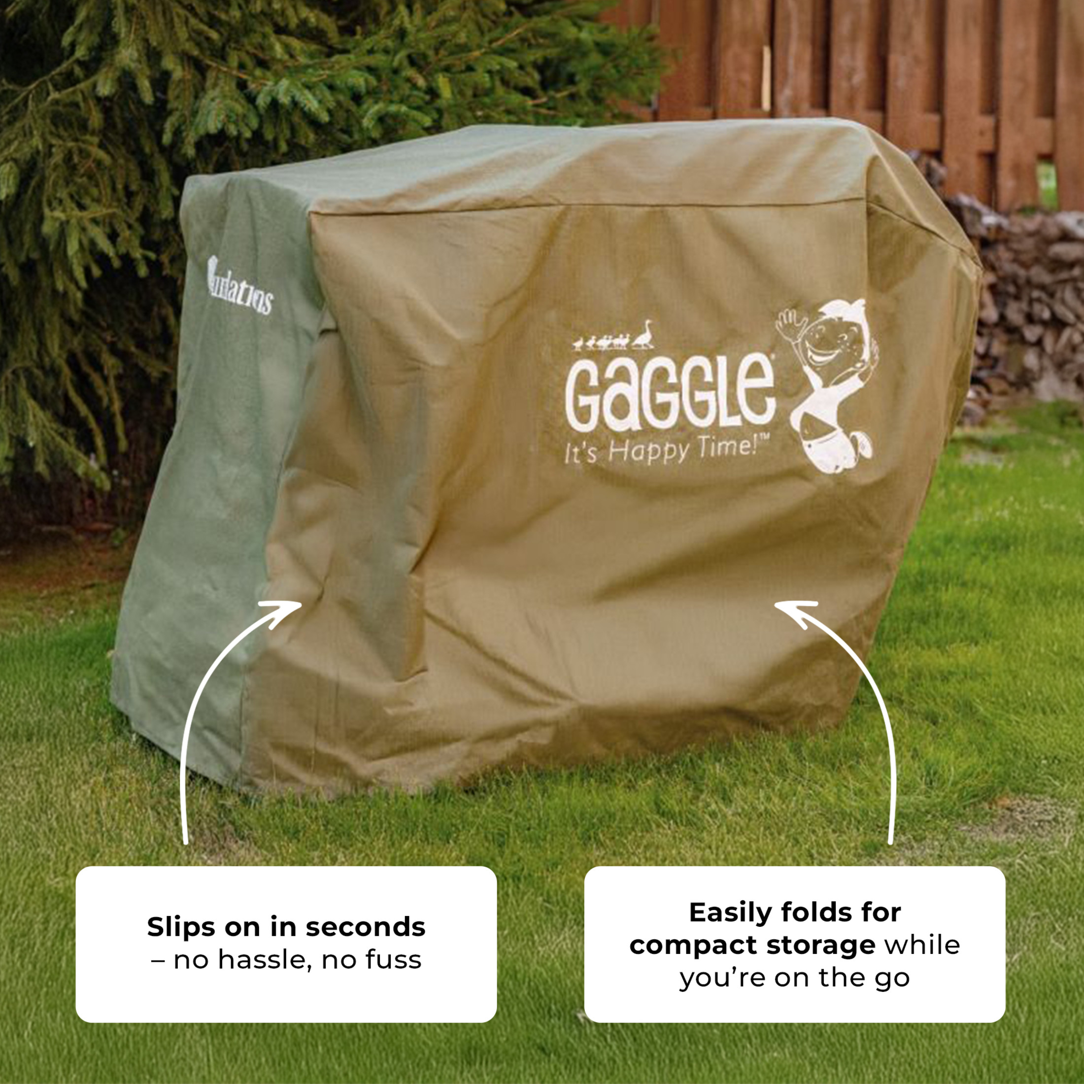 Foundations Gaggle Parade 6 Buggy Weather Cover, 360° Water-Resistant Stroller Protection, Gray