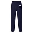 thumbnail image 5 of Men's Cross Print Joggers, Slim Fit Tapered Cuff Sweatpants with Elastic Drawstring Waist, Casual Athletic Lounge Pants for Gym, Running, and Workout Navy L, 5 of 5