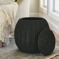 thumbnail image 4 of Household Essentials Handwoven Paper Rope Barrel Wicker Storage Basket Side Table, Black, 4 of 8