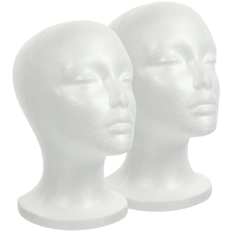 2pcs Froth Female Mannequin Head Wigs Glasses Cap Display Holder Stand Model, White