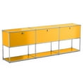 thumbnail image 4 of Cottinch 2-Tier Accent Cabinet,Metal Storage Cabinets with 3 Doors,Open Shelf,Freestanding Organizer for Living Room,Yellow, 4 of 7