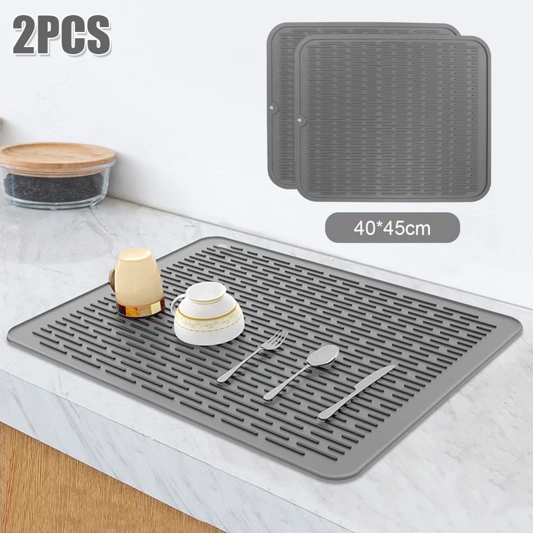 Gorware Silicone Drying Mats for Kitchen Counter, Heat Resistant Washable Rubber Drying Rack Mat for Dishes, Size: Large