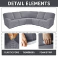 thumbnail image 6 of Eurhowing 5 Seat Recliner Sofa Cover, Stretchable L-Shaped Sectional Couch Slipcovers, Jacquard Corner Reclining Sofa Covers Furniture Protector for Pets Kids, Grey, 6 of 9