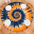 thumbnail image 2 of Orange Blue Tie Dye Mandala Pattern Round Fitted Tablecloth with Elastic Edge,Dining Table Cover Waterproof,Outdoor Round Tablecloth for Camping,Dining,Indoor and Outdoor, 2 of 7