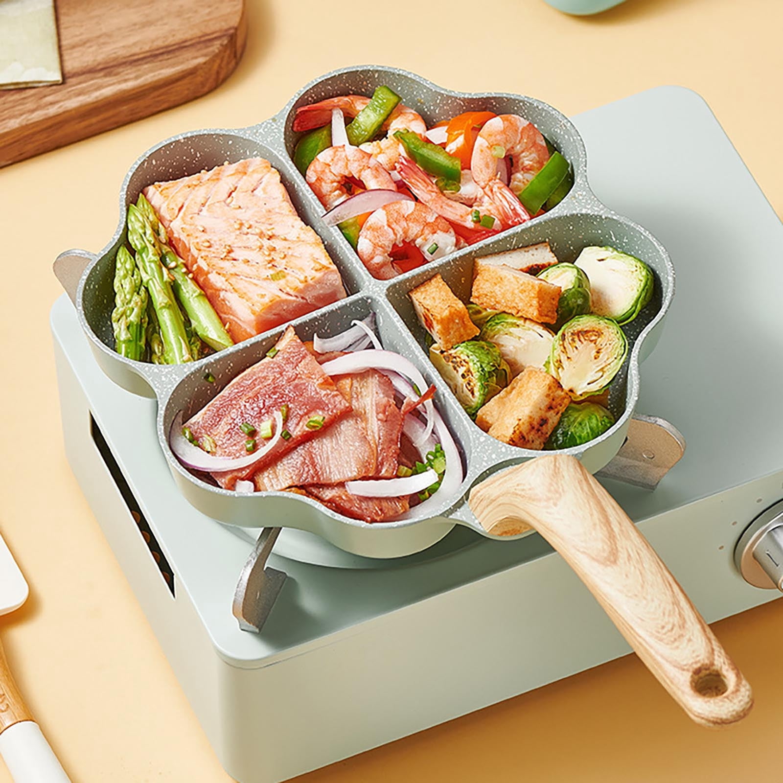 Induction Cooker, Gas Stove, Universal Frying Pan,Induction Stove Breakfast Omelet Cooking Pan Aluminum Hamburger Pan Non Stick