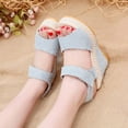 thumbnail image 2 of Nrmvnmi Women's Boho Wedge Sandals Open Toe Ankle Strap Summer Casual Platform High Heel Sandals Blue Mothers Day Gifts, 2 of 9
