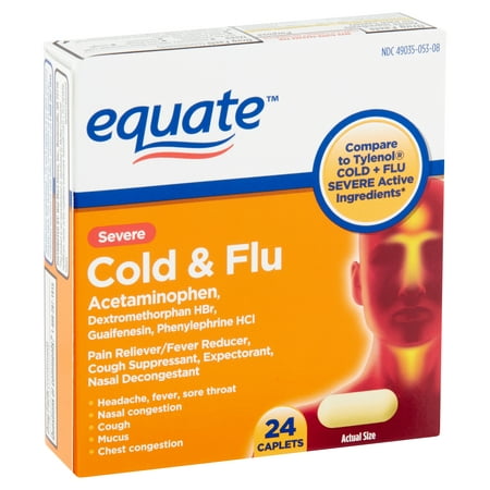 Equate Severe Cold & Flu Caplets, 24 count (Best Otc Cold And Flu Meds)