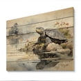 thumbnail image 2 of Designart "Turtle Sumi Asian Painting I" Asian Print on Natural Pine Wood, 2 of 5