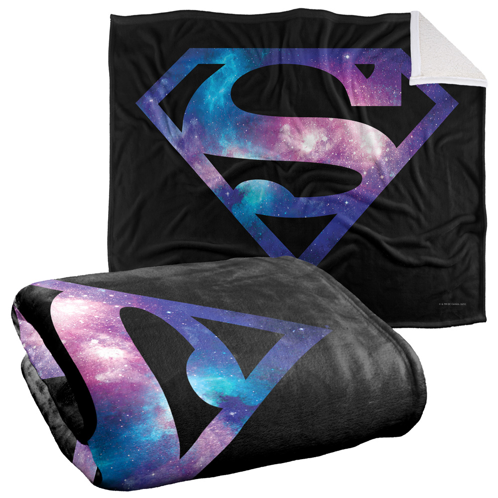 Superman Blanket, 50"x60", Galaxy Shield Silky Touch Sherpa Back Super Soft Throw Blanket