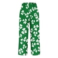 thumbnail image 4 of lcziwo on Sale Clearance, Plus Size Linen Pants for Women 2025 St Patricks Day Shamrock Clover Print Straight Pants Casual Elastic Waist Loose Fit Beach Pants with Pockets Green 3XL, 4 of 6