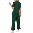 thumbnail image 3 of Fantaslook 2 Piece Sets for Women Casual Summer Travel Vacation Outfits Short Sleeve Tops Wide Leg Pants Lounge Sets, 3 of 9