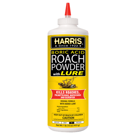 Harris Boric Acid Roach Killer Powder with Lure, Indoor Use, 16oz