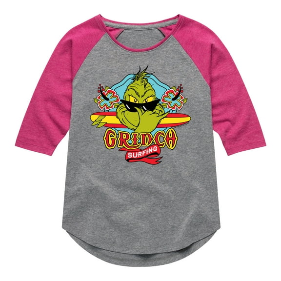 The Grinch - Surfing - Toddler & Youth Girls Raglan Graphic T-Shirt