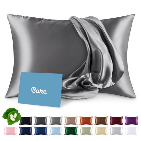 AUQ 100% Mulberry Silk Pillowcase King Size 20x36 Inch, 6A Grade 19 Momme Envelope Closure, Smooth Hair and Skin Care Bedding, OEKO-TEX Certified, Gray