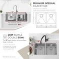 thumbnail image 5 of Stylish Undermount 30" Stainless Steel Double Bowl Kitchen Sink with Grid S-304XG, 5 of 12