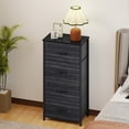thumbnail image 3 of DEXTRUS 4 Drawers Fabric Storage Dresser with Sturdy Steel Frame, Wooden Top & Easy Pull for Bedroom, Hallway, Closets, Charcoal Black Wood Grain, 3 of 11