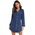 thumbnail image 7 of Eternatastic Button Down Nightgowns for Women Long Sleeve Night Shirt Sleep Shirt V-Neck Sleep Dress Pajama Sleepwear, 7 of 7
