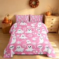 thumbnail image 3 of Homewish Halloween Candy Ghost Full Size Comforter Sets for Girls, Cute Spooky Animal Bedding Comforter Set, Pink White, Pink Reversible, 3-Piece 1 Comforter and 2 Pillowcases, 3 of 6