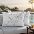 thumbnail image 4 of Modern White Outdoor Waterproof Pillow Covers, Minimalist Abstract Ribbon A Sketch Rt Decorative Rectangle Throw Pillowcase Sofa Cushion Sham for Patio/Couch/Chair, 20"x12" 2 Pack, 4 of 8