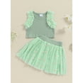 thumbnail image 5 of Raccmtaty Little Girl 2 Piece Summer Set, Daisy Embroidery Sleeveless Ribbed Tops Elastic Waist Mesh Skirt Baby Toddler Outfit, 5 of 8