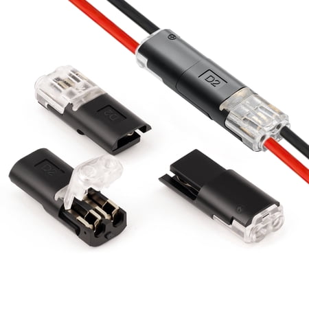 50 Pack Wire Connectors, Low Voltage 2 Pin Quick Splice Wire Connectors, Solderless Wire Splice Connector for 12V Landscape Lighting, LED Light Strips, and Home Wiring Projects