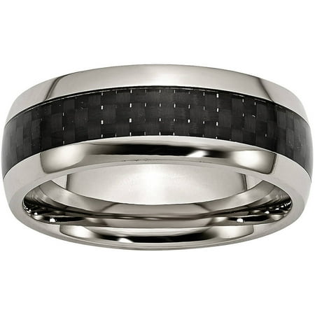 Artcarved Titanium Ring - Titanium Polished w/Black Carbon Fiber Inlay 8mm Band
