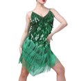 thumbnail image 3 of Faithtur Ladies Dress Sequins Irregular Multi-layer Tassel Hem Dance Dress, 3 of 7