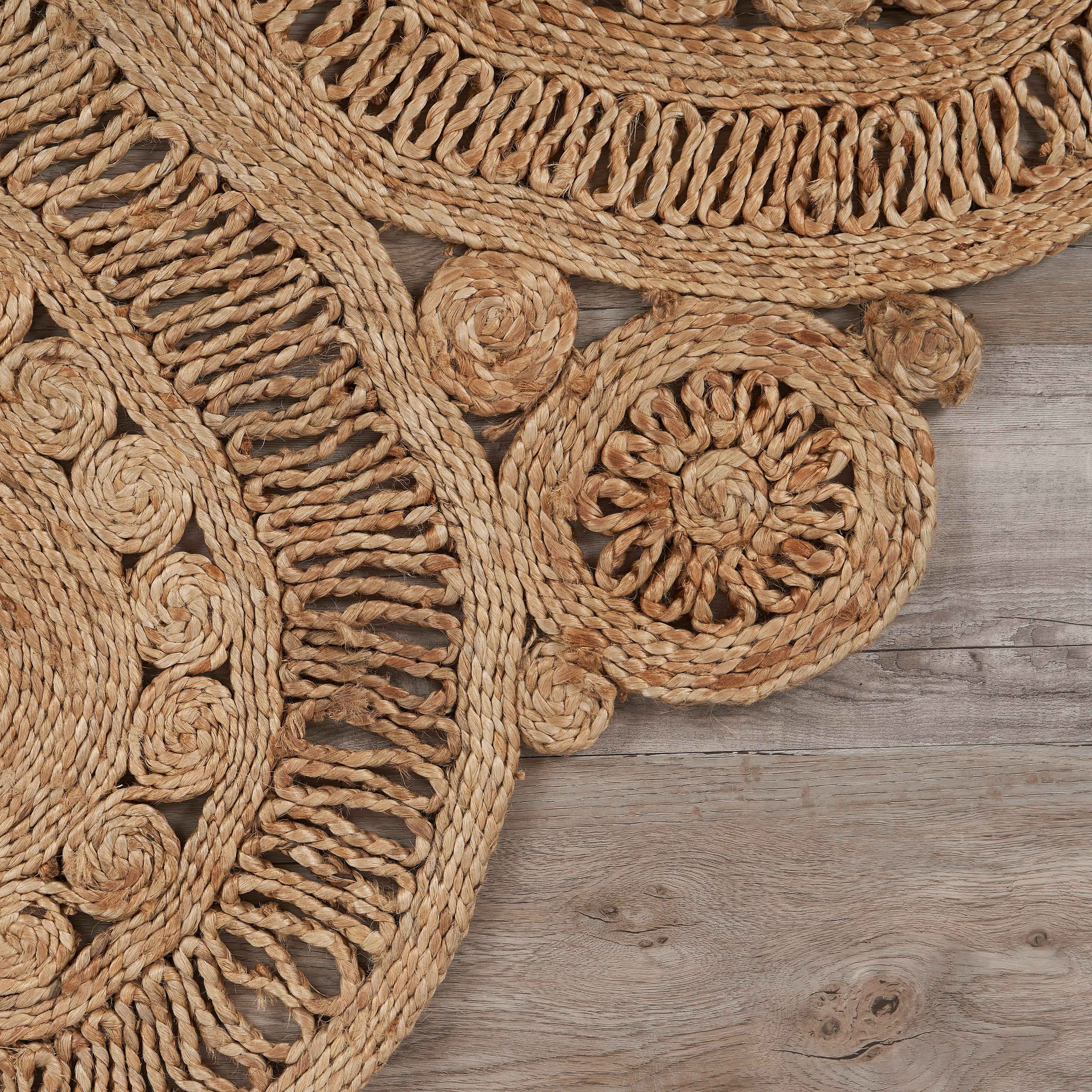 Harlow Hill Cora 6' Round Brown Solid Hand Braided Reversible Jute Indoor Area Rug
