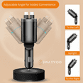 thumbnail image 3 of Swayvoo retractable Car Charger 4in1 Fast USB C Car Phone Charger Adapter with Dual Type C Charger, Compatible with iPhone 17 16 15 14 13 12 11, Galaxy & Pixel No Light, 3 of 7