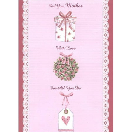 Designer Presents Set Designer Greetings Present, Flower Sphere and Tag on Pink: Mother Mother's Day Card ()