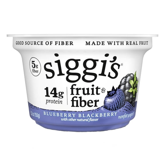 siggi's Fruit and Fiber Blueberry Blackberry Nonfat Yogurt, 5.3 oz Cup