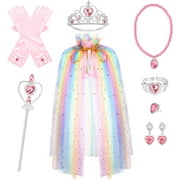 Princess Dress-up for Girls 4 5 6 7 8 Years, Princess Costume Cloak Kit for Girls 3-6 Birthday Party Dress Up