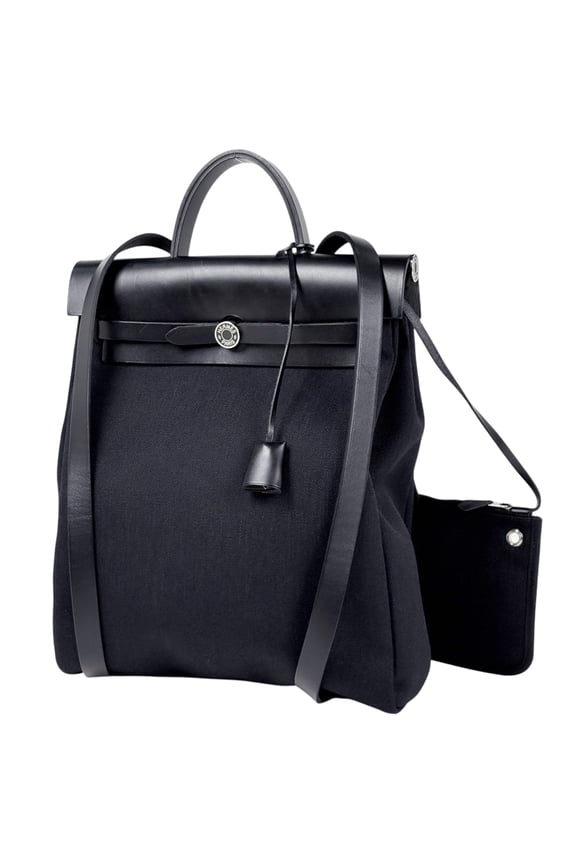 Pre-Owned Hermes Herbag Zip Ad PM 2WAY Toile H Berlinne Bash Hunter Backpack Canvas Noir...