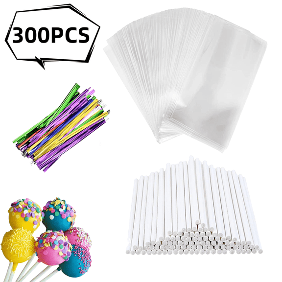 Lollipop Cake Pop Treat Bag Set Lollipop Cake Pop Sticks Candy Making Supplies 300 Pcs