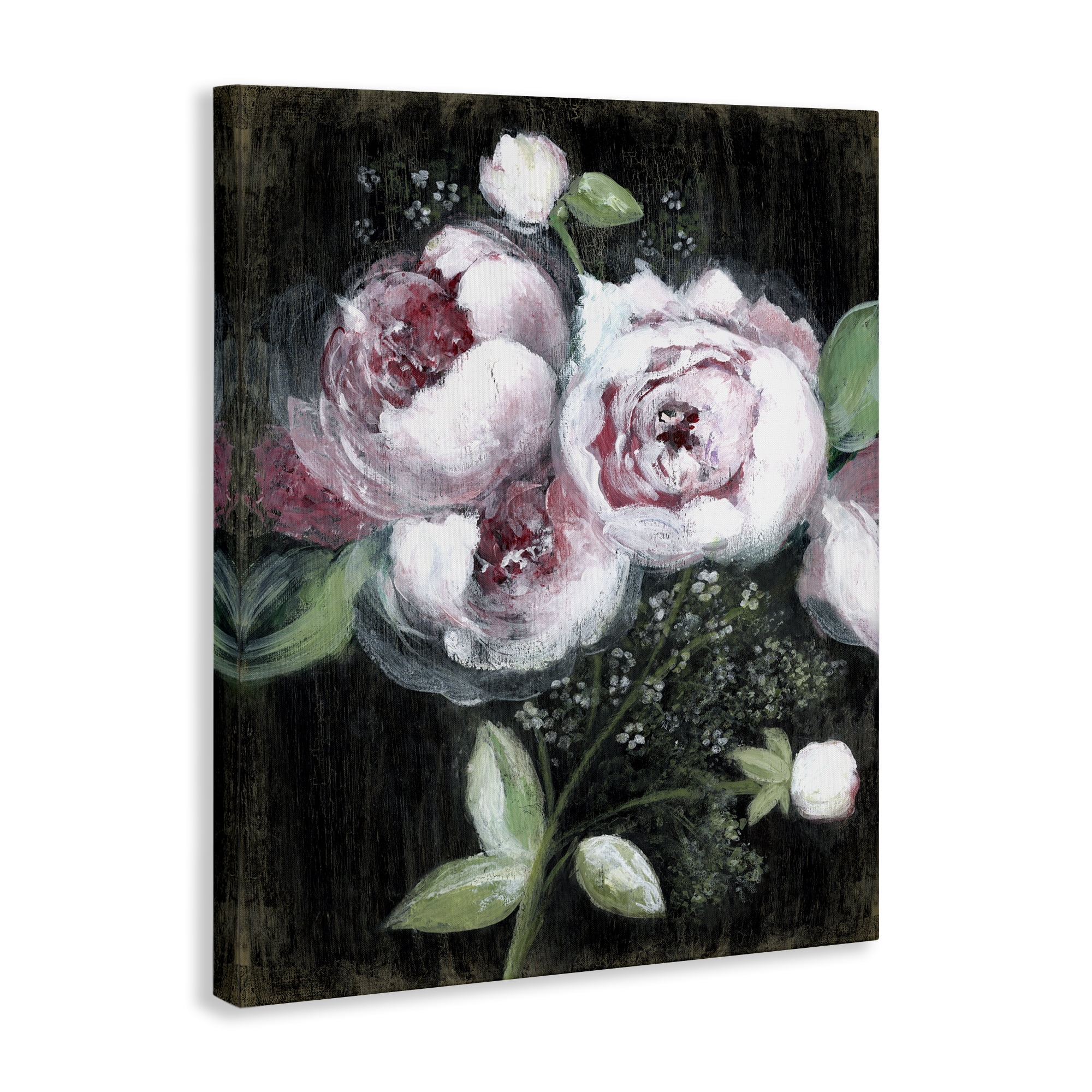 Stupell Industries Moody Roses on Black Plants & Flowers Painting Wrapped Canvas Art Print Wall Art, 36 x 48