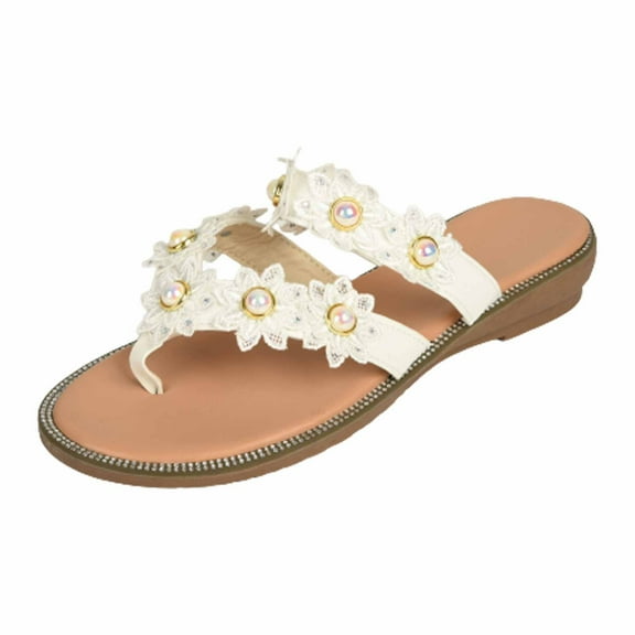 VerPetridure Flower Sandals for Women,Women's Flat Sandals,Flip Flop,Jeweled Sandals