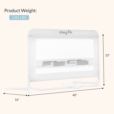 Dream On Me Hide Away Safety Bed Rail For Kids - White, Mesh, Steel Frame (Open Box)