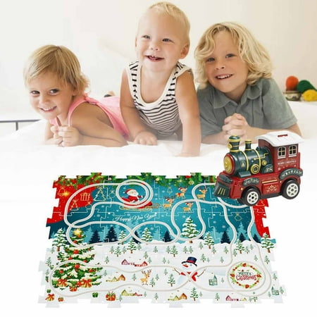 

BFSAUHA Christmas Children s Educational Rail Car Diy City Map Scene To Build A Variety Of Assembled Rail Car Handheld Math Games